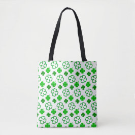 BOLSA TOTE BRANCO COM CÉLULAS VERDES DE SHAMROCKS CELTICOS IR