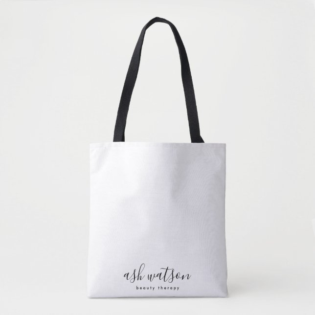 Bolsa Tote Branco comum de caligrafia simples moderna (Frente)
