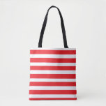 Bolsa Tote Branco e vermelho listrado<br><div class="desc">Fundo de listras brancas e vermelhas.</div>