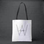 Bolsa Tote Branco Monograma de Letra Cursiva<br><div class="desc">Bolsa Tote Personalizada Monograma de Letra Cursiva. Branco.</div>