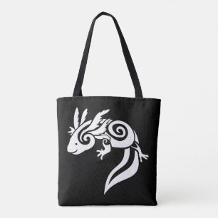 Bolsa Tote Branco na salamandra tribal preta do mexicano do