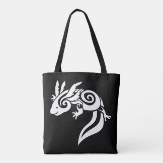 Bolsa Tote Branco na salamandra tribal preta do mexicano do