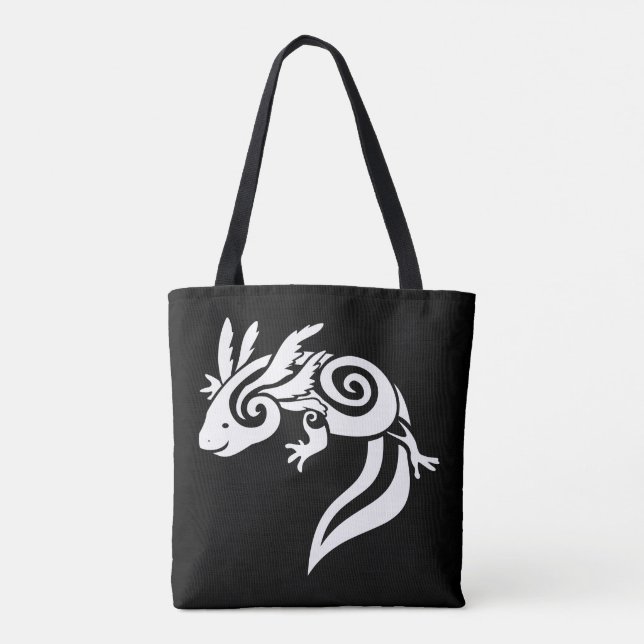 Bolsa Tote Branco na salamandra tribal preta do mexicano do (Verso)
