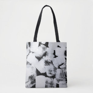 Bolsa Tote Branco preto, canvas pintada por abstrato.