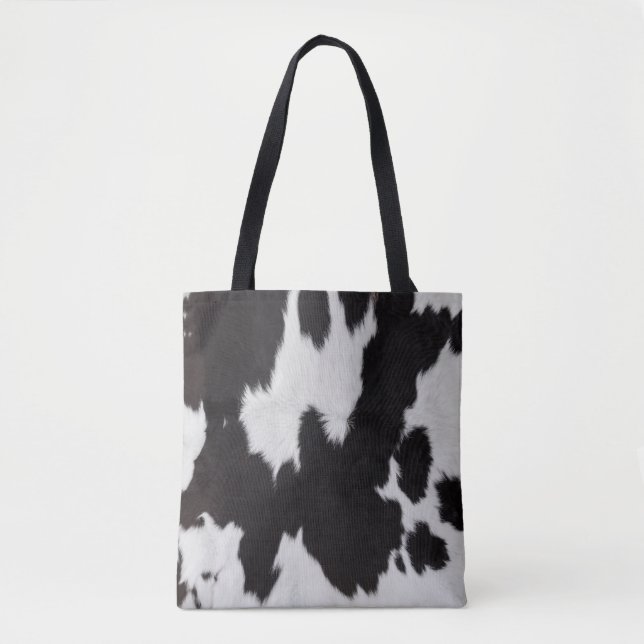 Bolsa Tote branco preto de vaca (Frente)