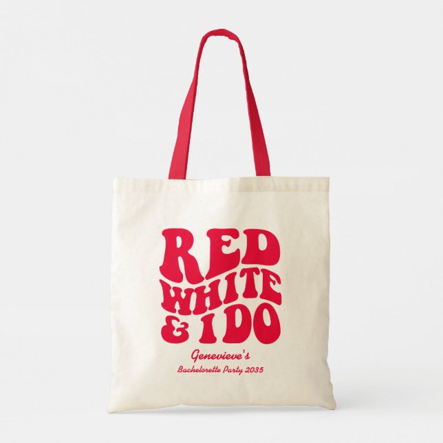 Bolsa Tote Branco Vermelho que eu faço | Red Retro Julho 4th  (Verso)