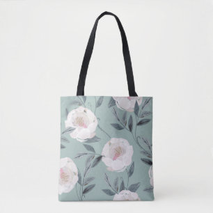 Bolsa Tote Brancos: Bordados Florais.