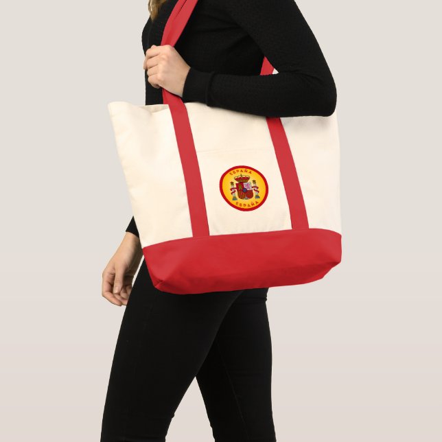 Bolsa Tote Brasão de Armas da Espanha em Forma de Círculo  (Frente (produto))