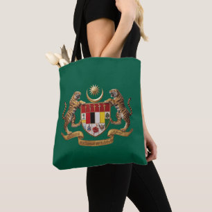 Bolsa Tote brasão de armas do país malaquia símbolo emblema b