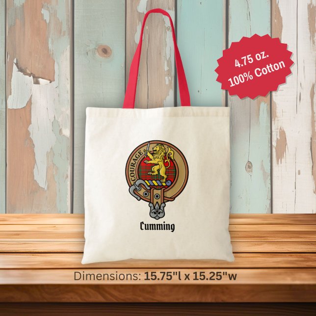 Bolsa Tote Brasão do Clã Cumming sobre Tartan (Criador carregado)