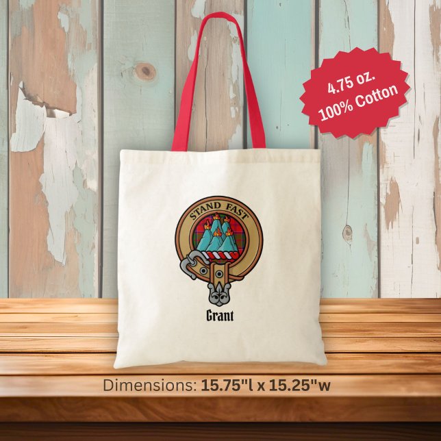 Bolsa Tote Brasão do Clã Grant sobre Tartan (Criador carregado)