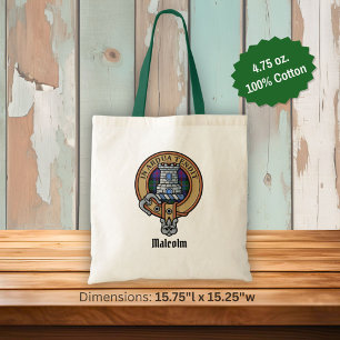 Bolsa Tote Brasão do Clã Malcolm sobre Tartan