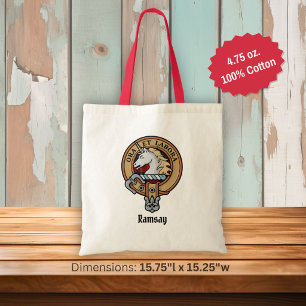Bolsa Tote Brasão do Clã Ramsay sobre Tartan Vermelho