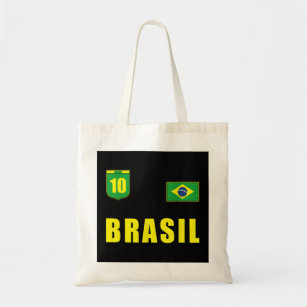 Bolsa Tote Brasil: Jogador de Futebol Jersey Bandeira Clo