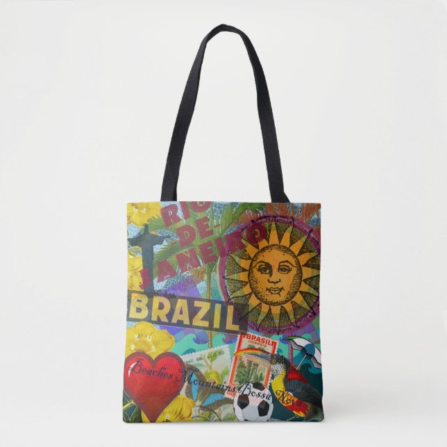 Bolsa Tote Brasil Rio de Janeiro Viagem de Arte Colorida (Frente)