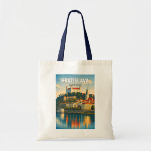 Bolsa Tote Bratislava Eslováquia Ilustração Arte Viagem Retro