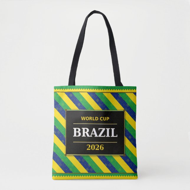 Bolsa Tote Brazil Football Fan Flag Colors Stripe Pattern (Frente)
