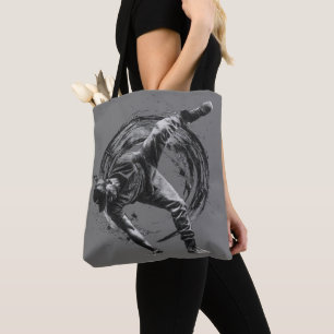 Bolsa Tote Breakdancer em ação, no estilo de splatter de tint