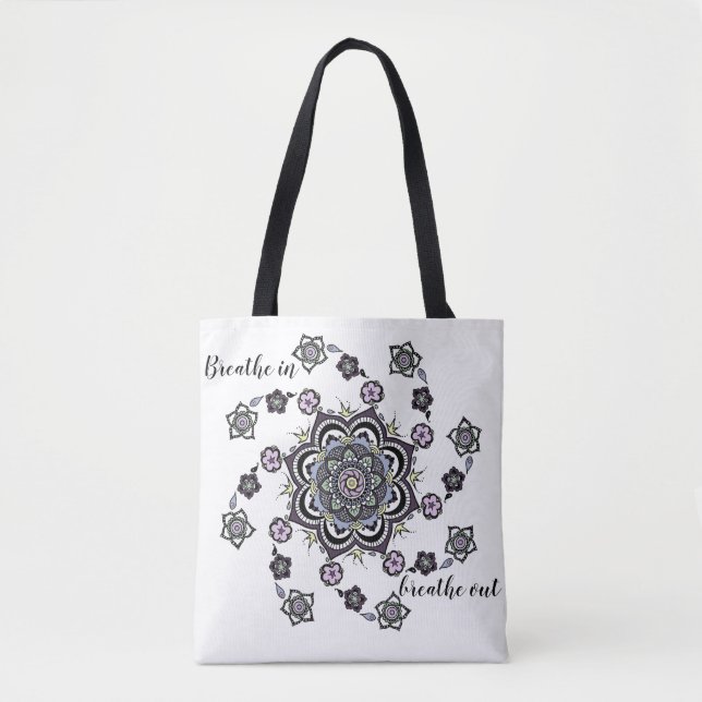 Bolsa Tote Breathe Modern spiral flower mandala (Frente)