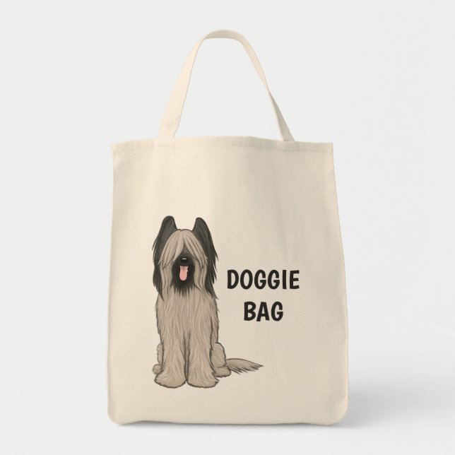 Bolsa Tote Briard bonito com texto feito sob encomenda (Frente)