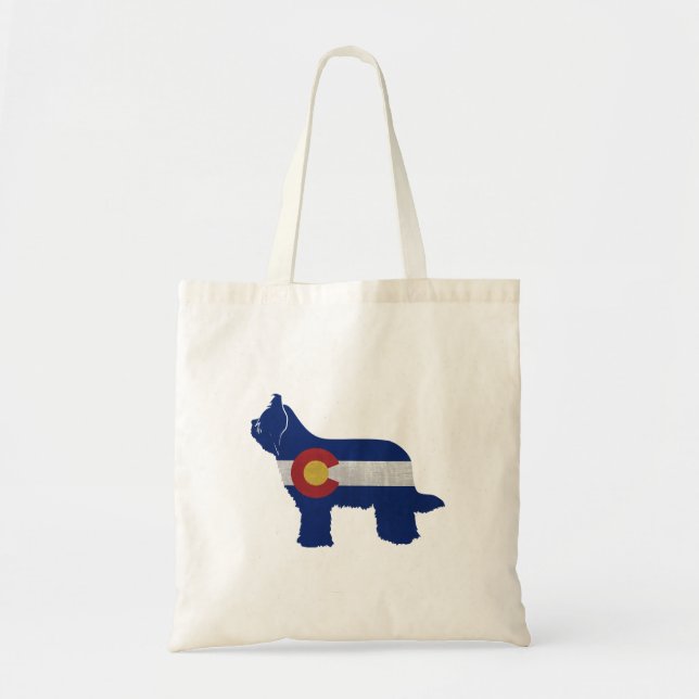 Bolsa Tote Briard Dog Breed Colorado Flag Silhouette (Frente)