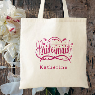 Bolsa Tote Bridal Favor Bridesmaid Clássica Elegante Simples 