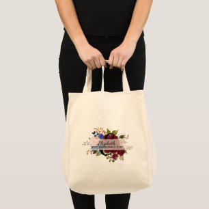 Bolsa Tote Bridal Party Bridesmaids Dom Burgundy Azul Chamado