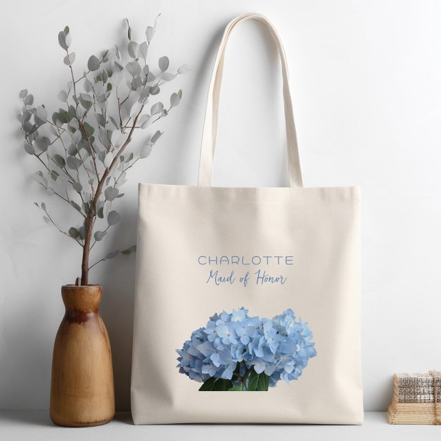 Bolsa Tote Bridal Party Personalizada Banheira Floral Azul (Criador carregado)