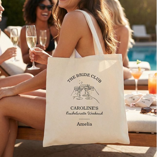 Bolsa Tote Bride Club Bachelorette Weekend Favor Name (Criador carregado)