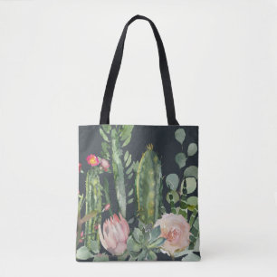 BOLSA TOTE BRIDE DE ÁGUA DE FOLIAGEM DE CACTI FLORAL DE DESER