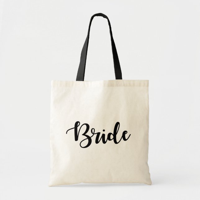 Bolsa Tote Bride de Festa de casamento de Letra de Script (Frente)