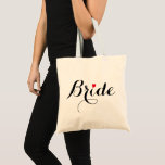 Bolsa Tote Bride Heart Wedding Bridal Shower Elegant Tote Bag<br><div class="desc">Beautiful,  elegant black on white typography script,  red heart,  stylish,  slim,  cotton tote bag for the bride for bridal shower,  bachelorette party,  wedding.</div>