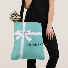 Bolsa Tote BRIDE Tiara Teal Blue Bridal Chá de casamento