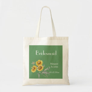 Bolsa Tote bridemaid de flores amarelas da arte botânica vítr