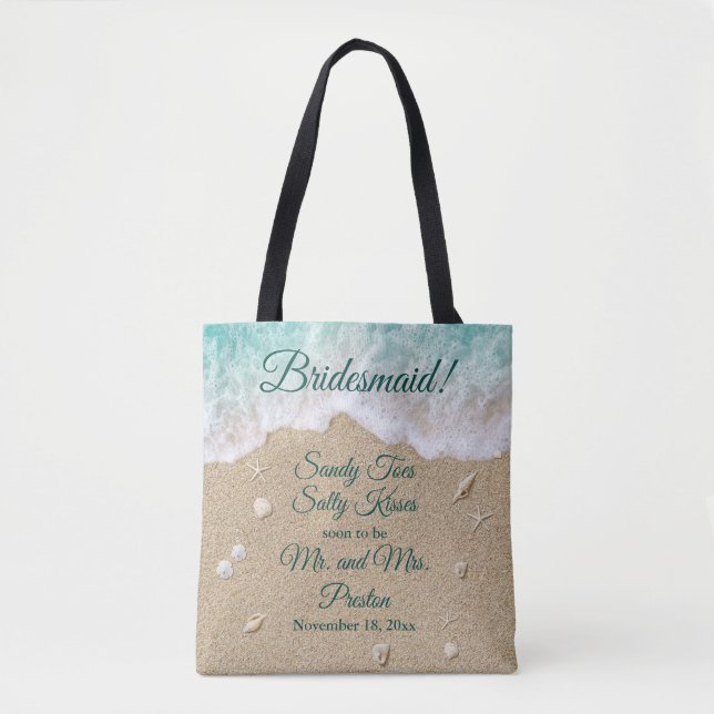 Bolsa Tote Bridesmaid Beach Waves Sandy Toes (Frente)