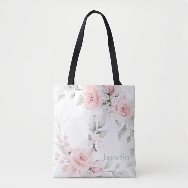 Bolsa Tote Bridesmaid Blush Rosa Monograma - Letra I (Frente)