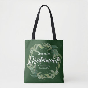 Bolsa Tote Bridesmaid Boho Personalizado Verde e Branco
