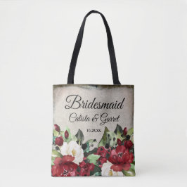 Bolsa Tote Bridesmaid | Casamento de Gótico Floral Vermelho E