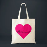 Bolsa Tote Bridesmaid Coração Rosa<br><div class="desc">Este nome personalizado monograma, uma bolsa de tote vintage fofa é a melhor ideia de presente para noiva e dama de honra nos casamentos.</div>