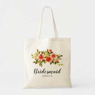 Bolsa Tote Bridesmaid de Casamento de Rosas vermelhas de Águ