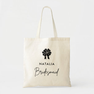 Bolsa Tote Bridesmaid de script de Arco preto coquete mínimo