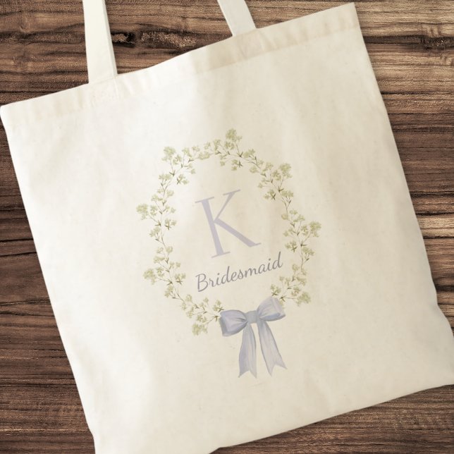 Bolsa Tote Bridesmaid do Arco Floral Inicial Personalizado El (Criador carregado)
