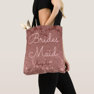 Bolsa Tote Bridesmaid do Casamento Elegante Dourado rosa