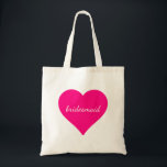 Bolsa Tote Bridesmaid do Coração Rosa Personalizado<br><div class="desc">Este é o saco de totes de Bridesmaid Coração Rosa Personalizado. Este nome personalizado monograma, uma bolsa de tote vintage fofa é a melhor ideia de presente para noiva e dama de honra nos casamentos. É um acessório excelente para suas damas de honra e perfeito para o carregando ao redor...</div>
