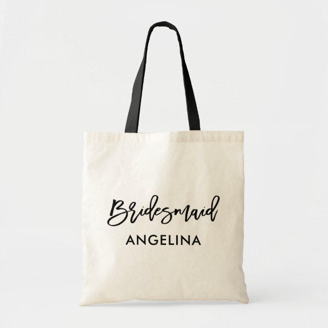 Bolsa Tote Bridesmaid do Script de Pincel de Tendência Modern (Frente)