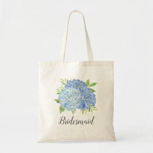 Bolsa Tote Bridesmaid Floral Blue Hydrangea Foliage