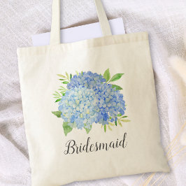 Bolsa Tote Bridesmaid Floral Blue Hydrangea Foliage