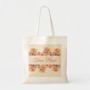 Bolsa Tote Bridesmaid Floral Elegante, Rosa E Pêssego