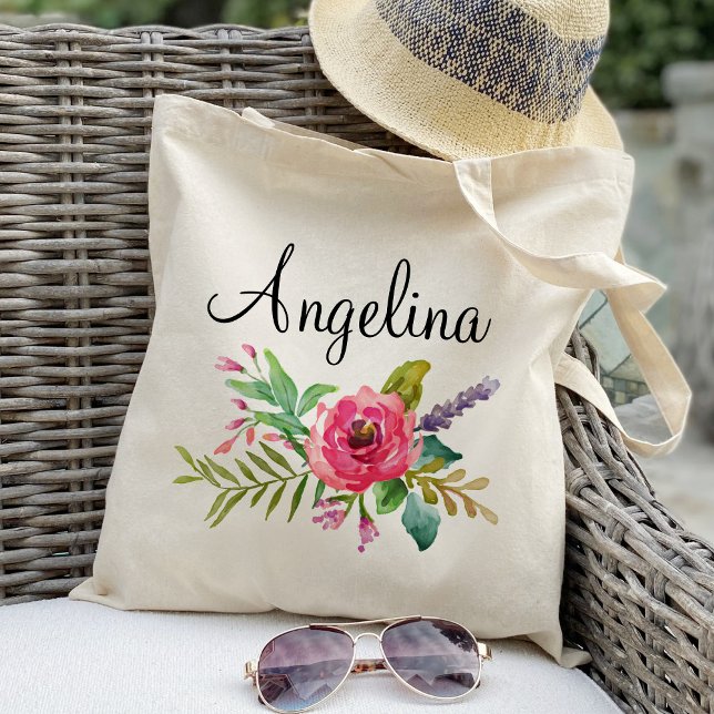 Bolsa Tote Bridesmaid Floral Moderna Personalizada (Criador carregado)