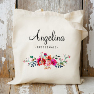 Bolsa Tote Bridesmaid Floral Moderna Personalizada- 2